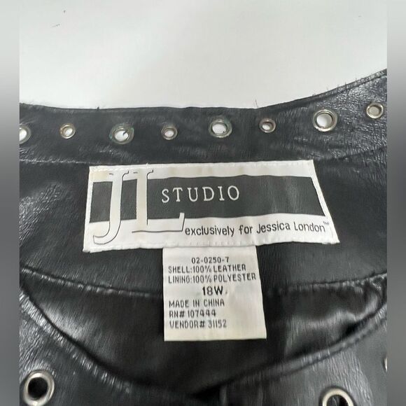 Vtg 80s JL Studio Leather Black Jacket Boho Size 16W - Picture 5 of 16
